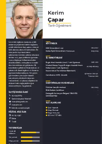 Tarih Öğretmeni Cv Örnekleri cv indir